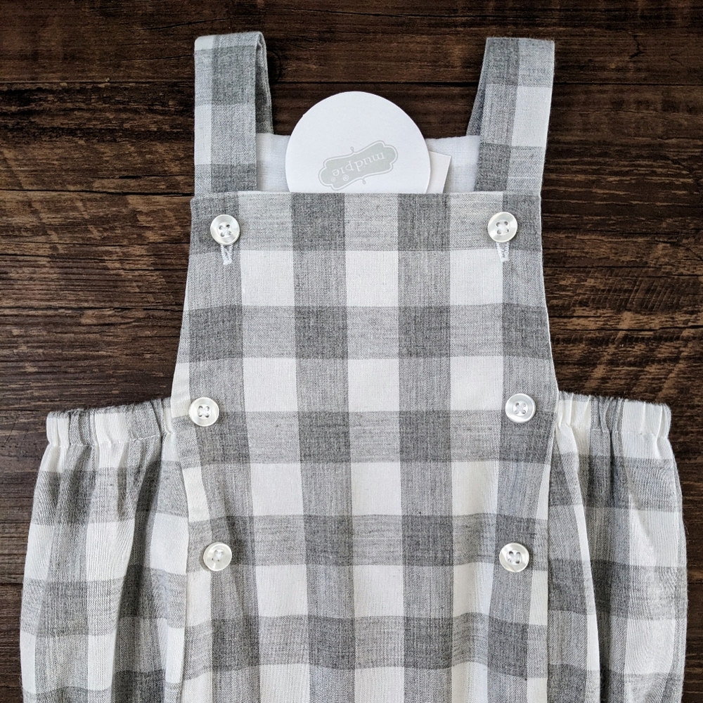 NWT Mud Pie Gingham Romper Overalls